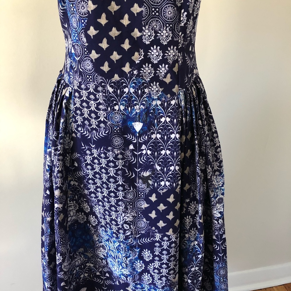 Anthropologie Payal Jain MIDI Dress Batik Blue‎ 6 - Picture 3 of 9